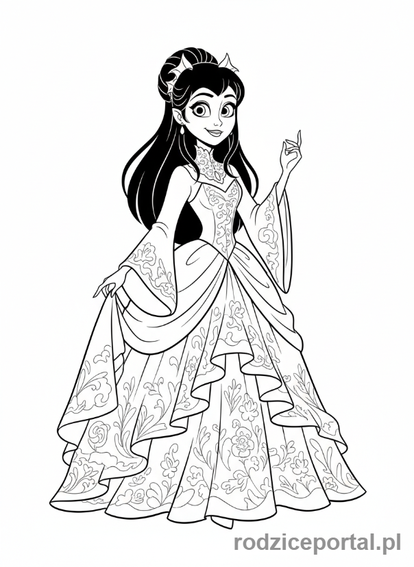 Kolorowanka Hotel Transylwania - Mavis w sukience balowej