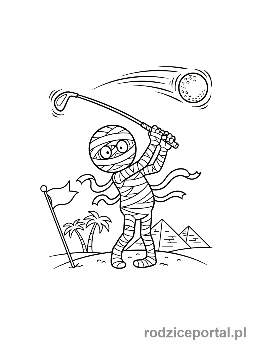 Kolorowanka Hotel Transylwania - Murray próbujący grać w golfa, z komicznym efektem.