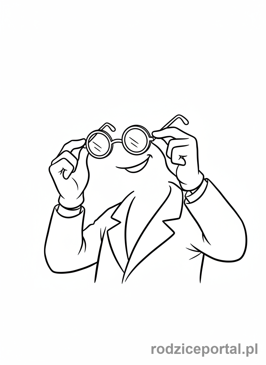 Kolorowanka Hotel Transylwania - Niewidzialny człowiek Griffin trzymający swoje unoszące się okulary.