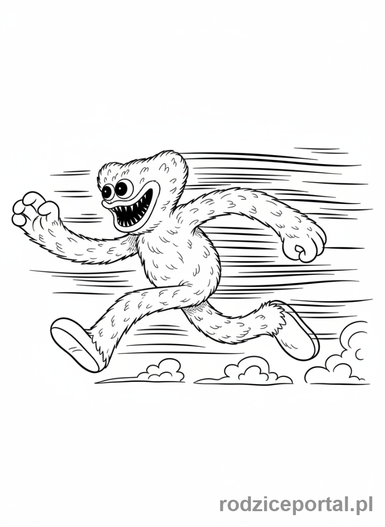 Kolorowanka Huggy Wuggy - Huggy Wuggy biegnący