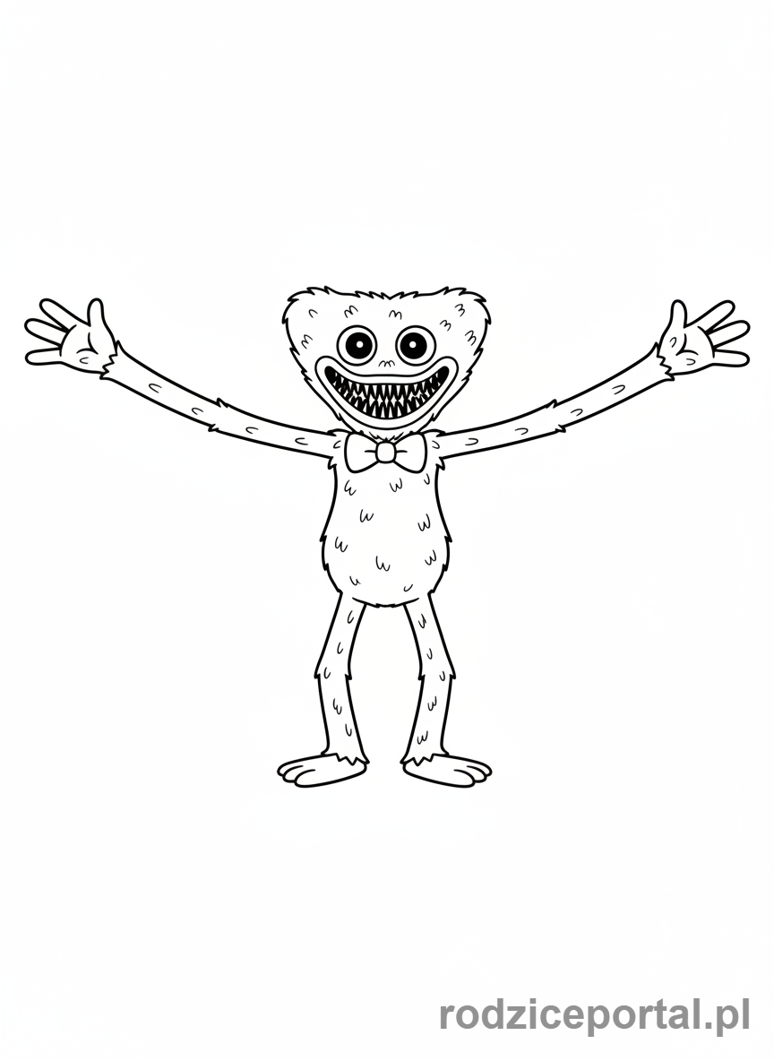 Kolorowanka Huggy Wuggy - Huggy Wuggy dający uścisk