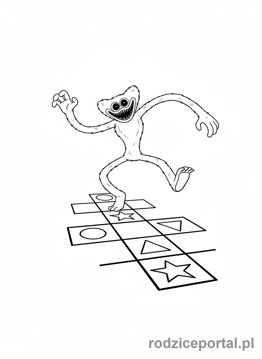 Kolorowanka Huggy Wuggy - Huggy Wuggy grający w klasy