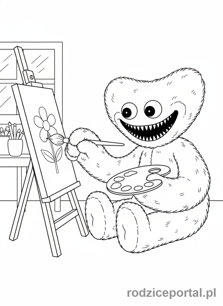 Kolorowanka Huggy Wuggy - Huggy Wuggy malujący obrazek