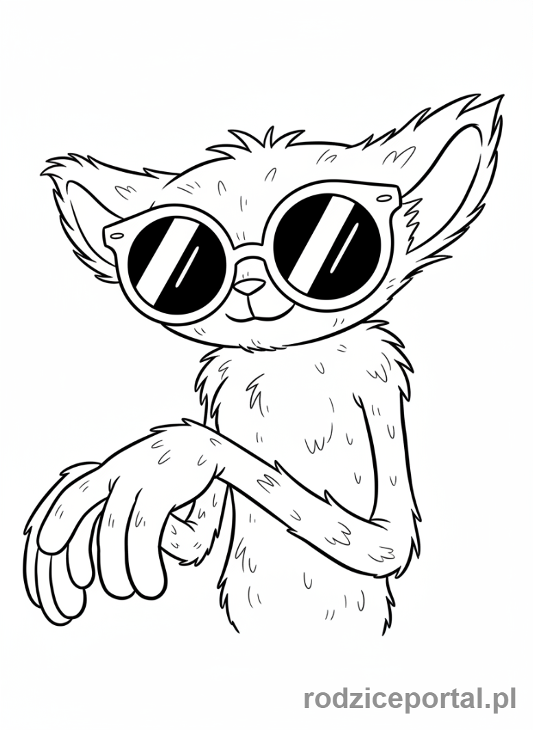 Kolorowanka Huggy Wuggy - Huggy Wuggy w okularach przeciwsłonecznych