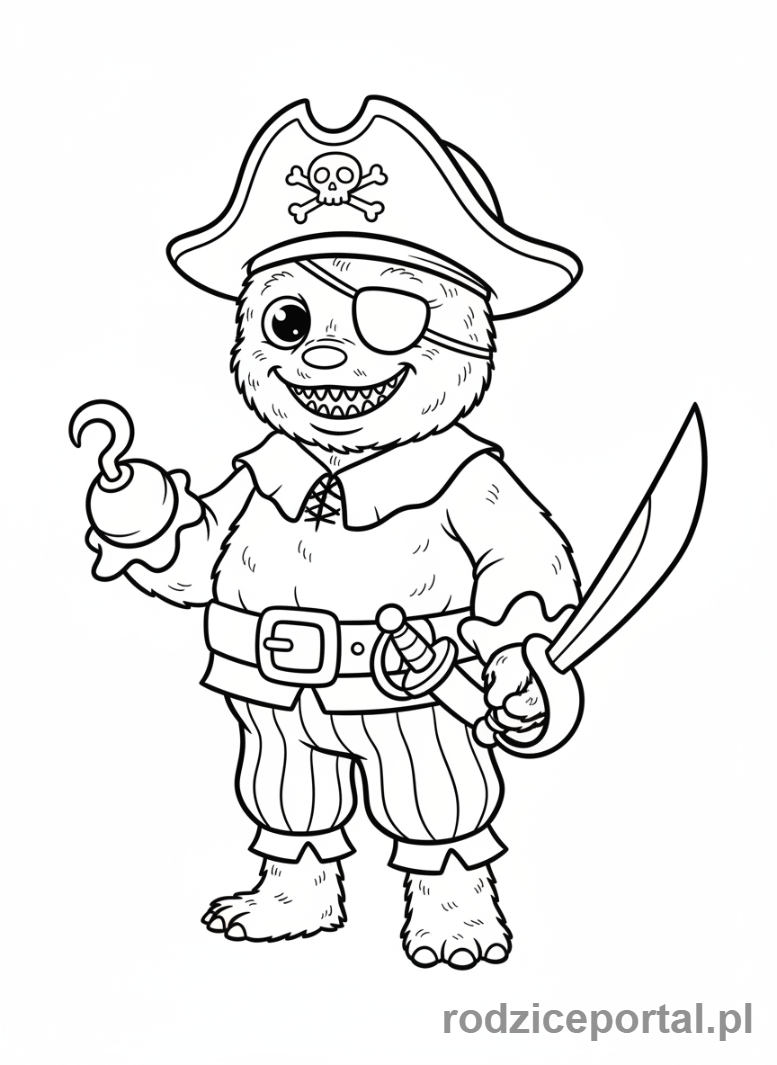 Kolorowanka Huggy Wuggy - Huggy Wuggy w stroju pirata