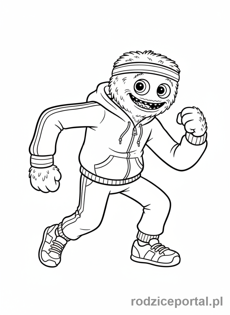 Kolorowanka Huggy Wuggy - Huggy Wuggy w stroju sportowym
