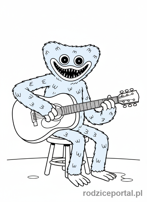 Kolorowanka Huggy Wuggy - Huggy Wuggy z gitarą