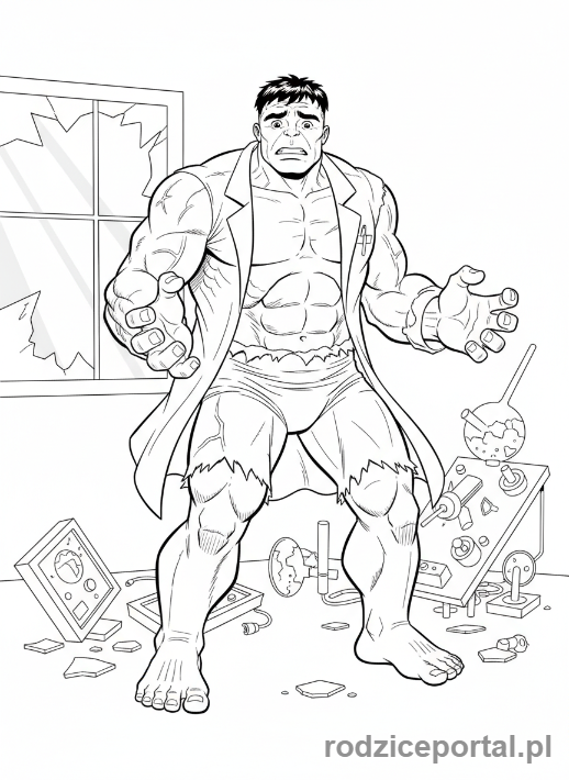 Kolorowanka Hulk - Hulk budzący się po transformacji