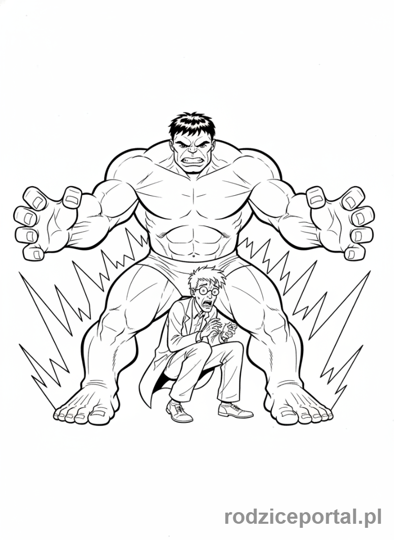 Kolorowanka Hulk - Hulk chroniący naukowca