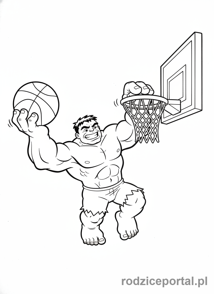 Kolorowanka Hulk - Hulk grający w koszykówkę