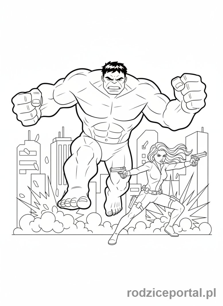 Kolorowanka Hulk - Hulk i Black Widow, zaskakująca współpraca