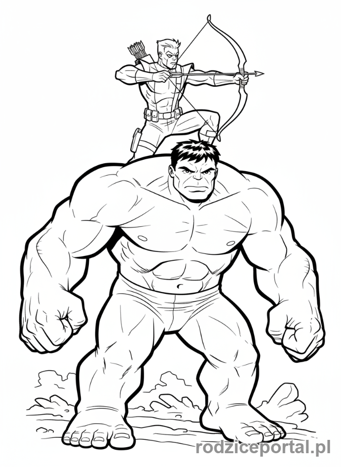 Kolorowanka Hulk - Hulk i Hawkeye, dynamiczny duet