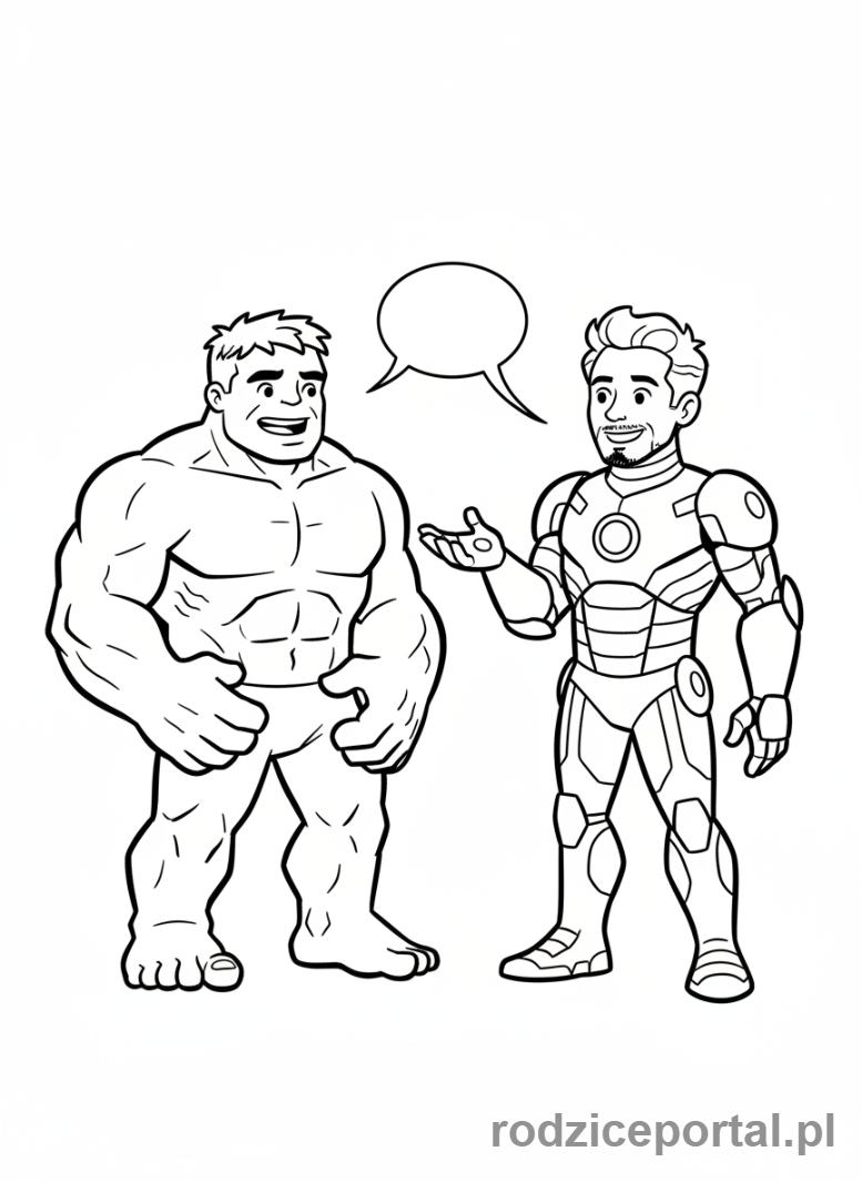 Kolorowanka Hulk - Hulk i Iron Man w luźnej rozmowie