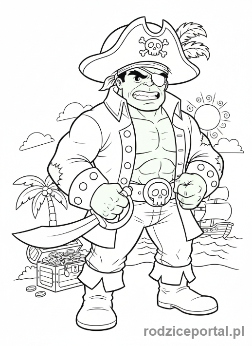 Kolorowanka Hulk - Hulk jako pirat z opaską na oku