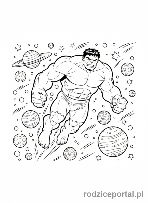 Kolorowanka Hulk - Hulk pędzący przez kosmos