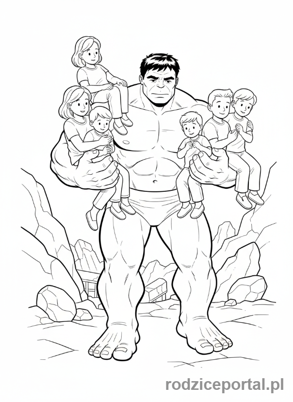 Kolorowanka Hulk - Hulk ratujący cywilów