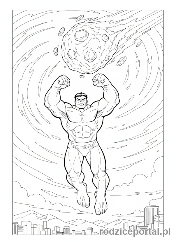 Kolorowanka Hulk - Hulk rozbijający meteoryt