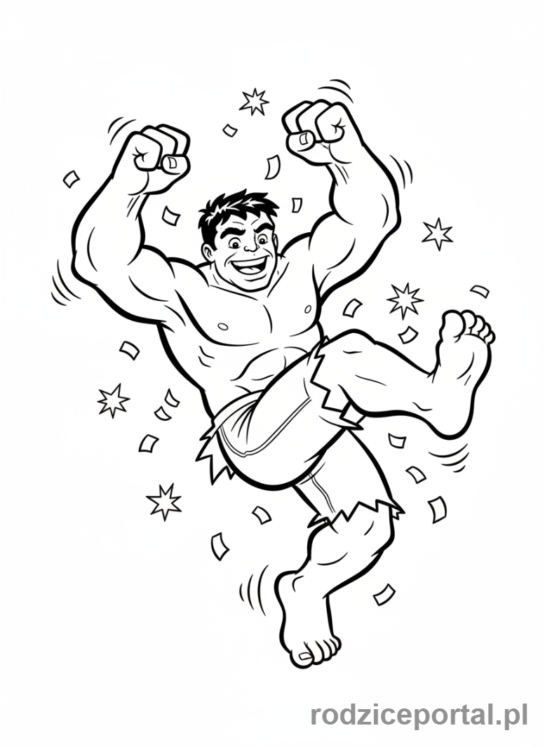Kolorowanka Hulk - Hulk tańczący w zabawnej pozie