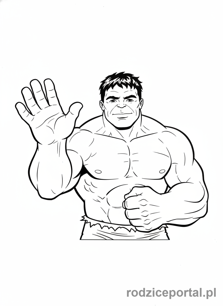 Kolorowanka Hulk - Hulk uśmiechający się i machający