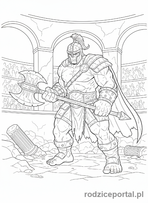 Kolorowanka Hulk - Hulk w hełmie gladiatora, gotowy do walki