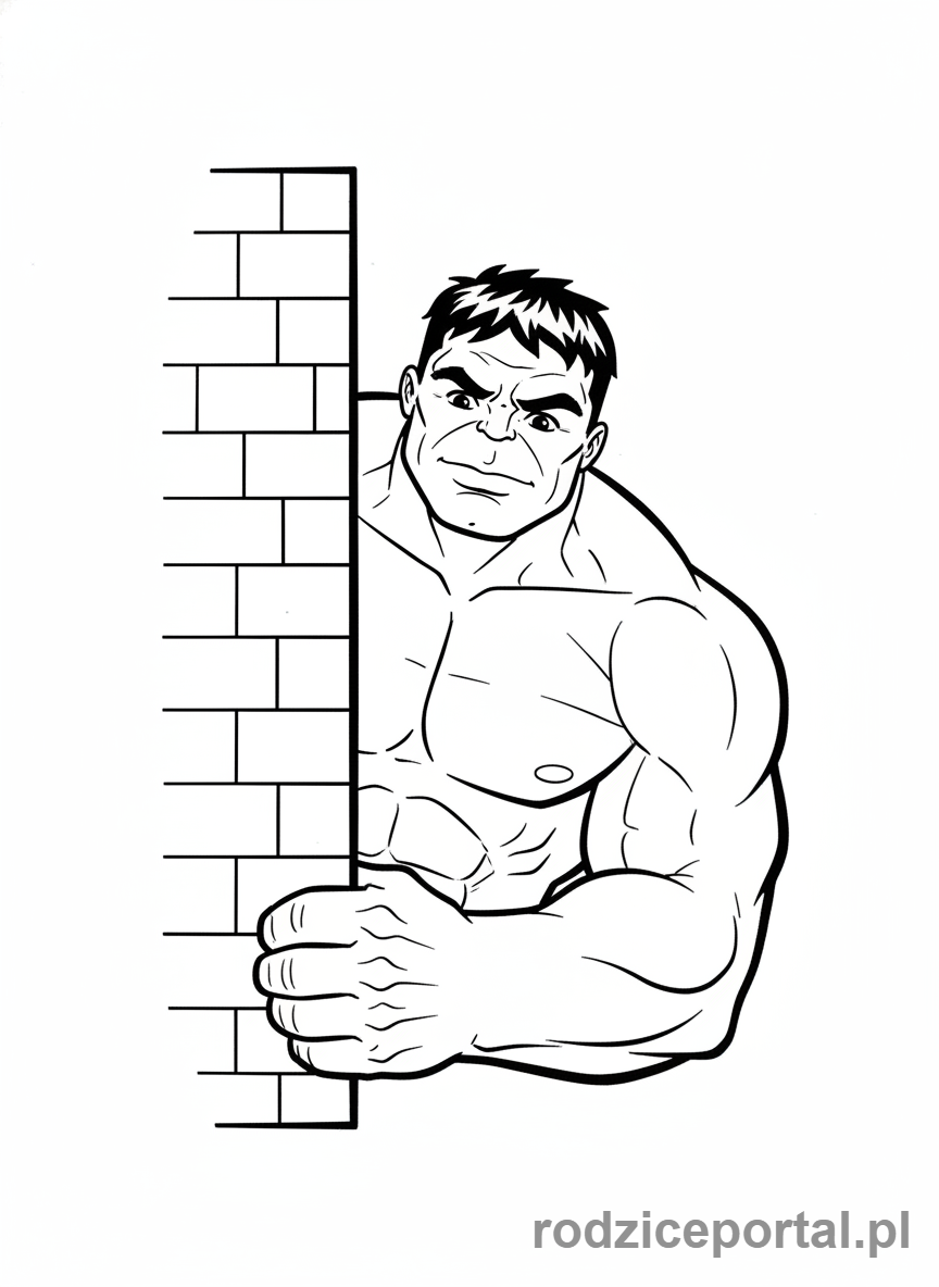 Kolorowanka Hulk - Hulk wyglądający zza narożnika budynku