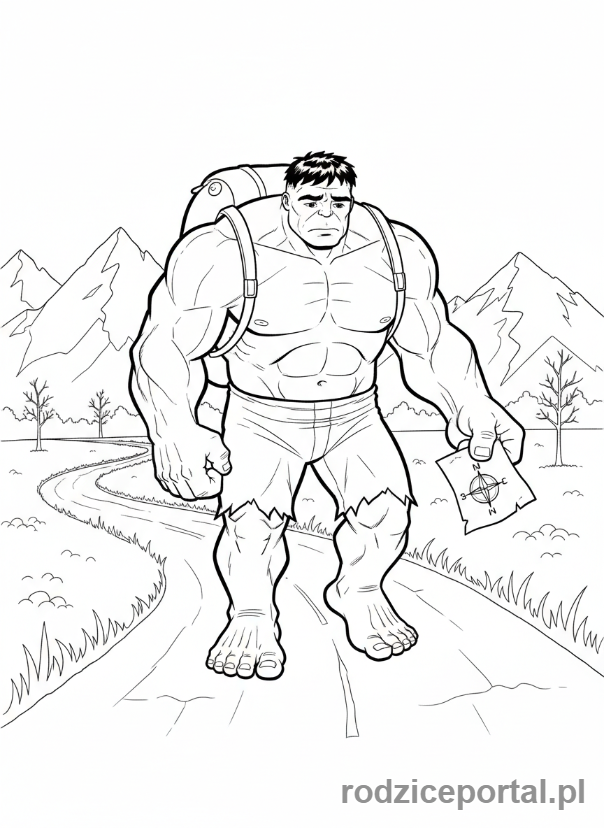 Kolorowanka Hulk - Hulk z plecakiem podróżującym