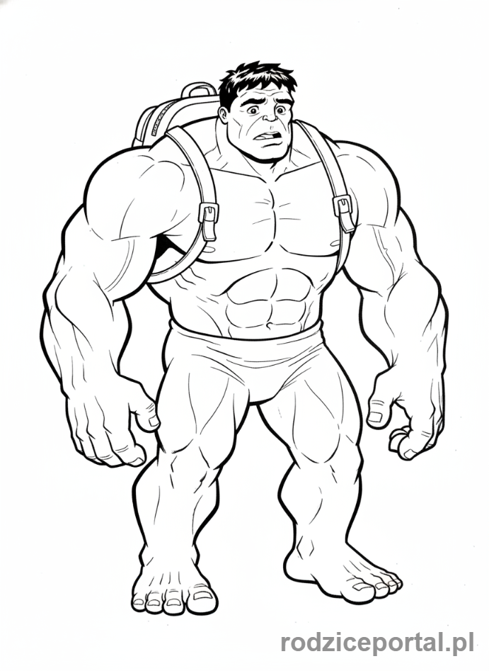 Kolorowanka Hulk - Hulk z plecakiem szkolnym