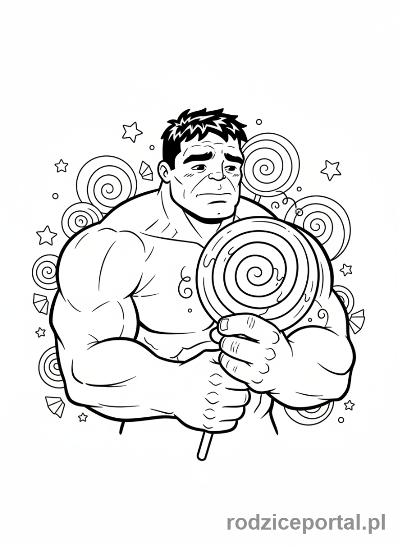 Kolorowanka Hulk - Hulk z wielkim lizakiem