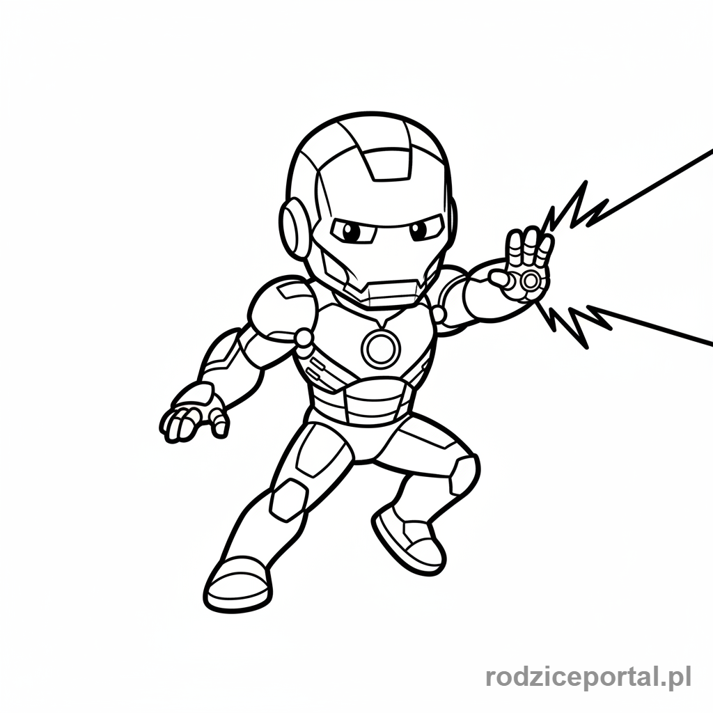 Kolorowanka Iron Man - Iron Man strzelający promieniem repulsorowym