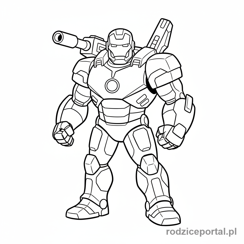 Kolorowanka Iron Man - War Machine (James Rhodes) w swojej zbroi