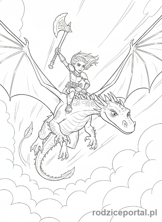 Kolorowanka Jak Wytresować Smoka - Astrid i Szturmalia w akcji