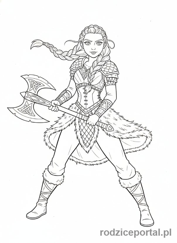Kolorowanka Jak Wytresować Smoka - Astrid z toporem gotowa do walki