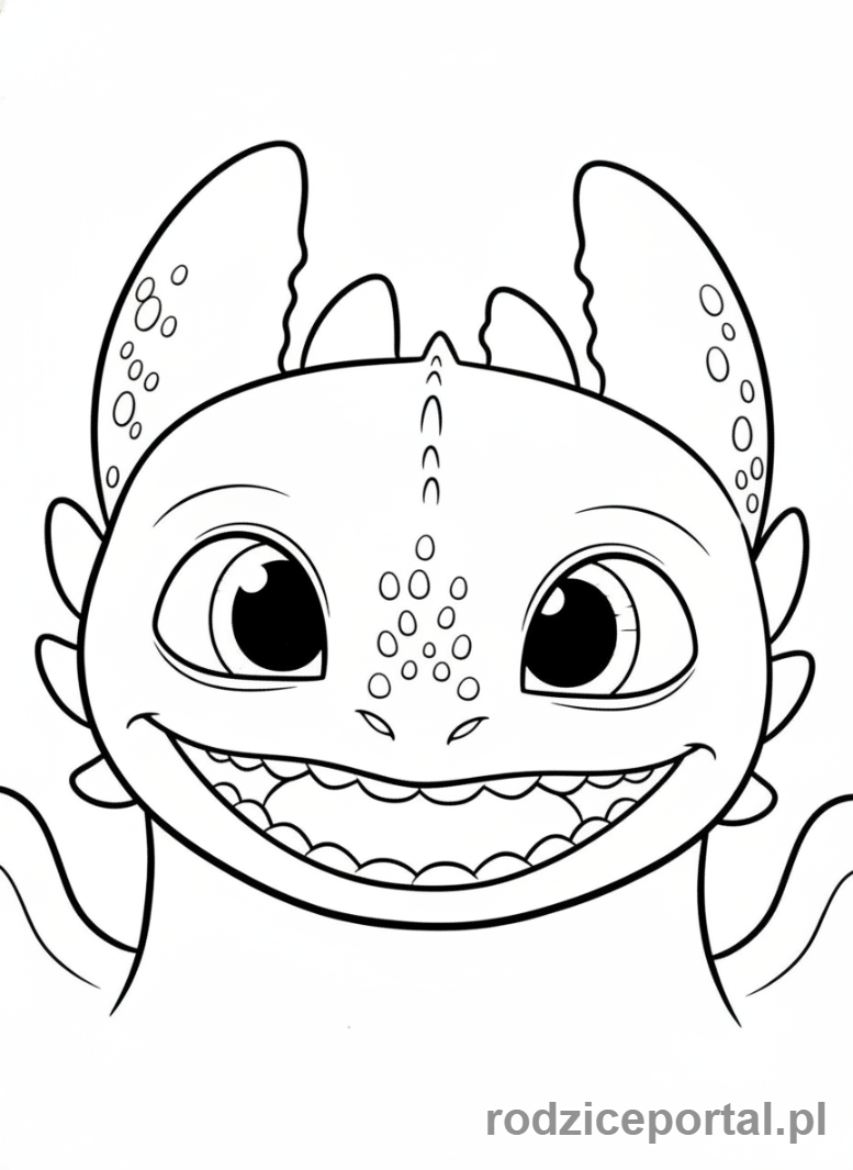 Kolorowanka Jak Wytresować Smoka - Szczerbatek uśmiechnięty