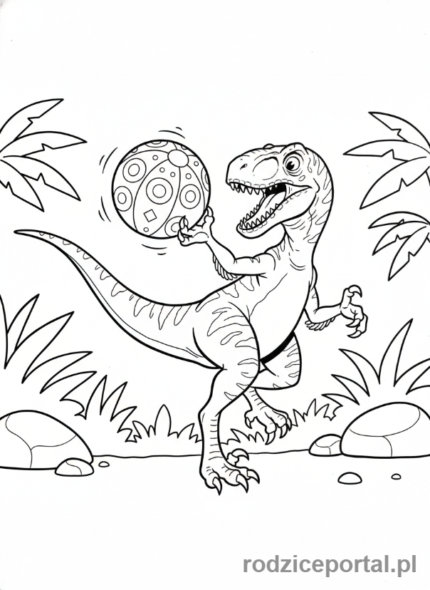 Kolorowanka Jurassic World - Blue bawiąca się z piłką