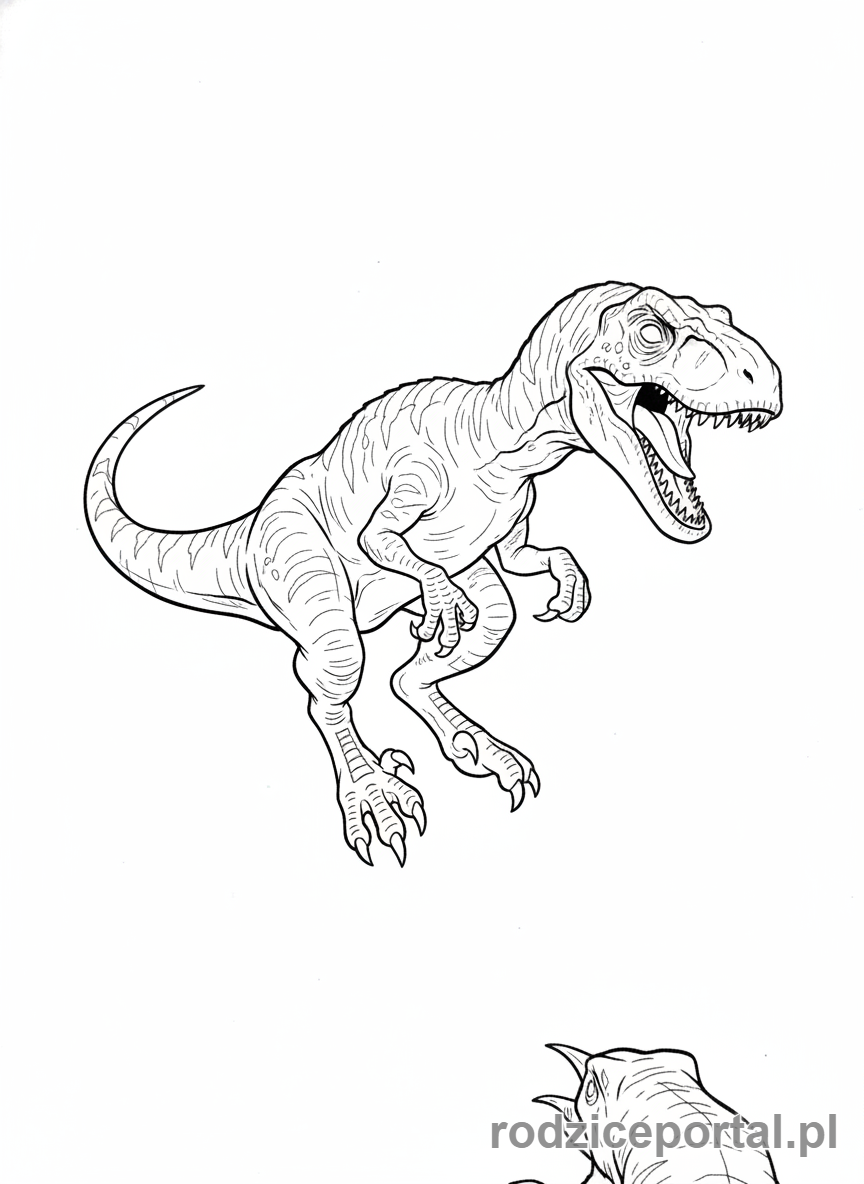 Kolorowanka Jurassic World - Blue skacząca na przeciwnika