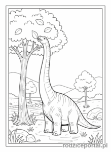 Kolorowanka Jurassic World - Brachiozaur spokojnie jedzący liście