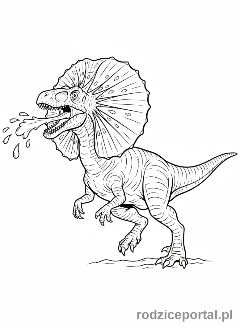 Kolorowanka Jurassic World - Dilozaur plujący jadem