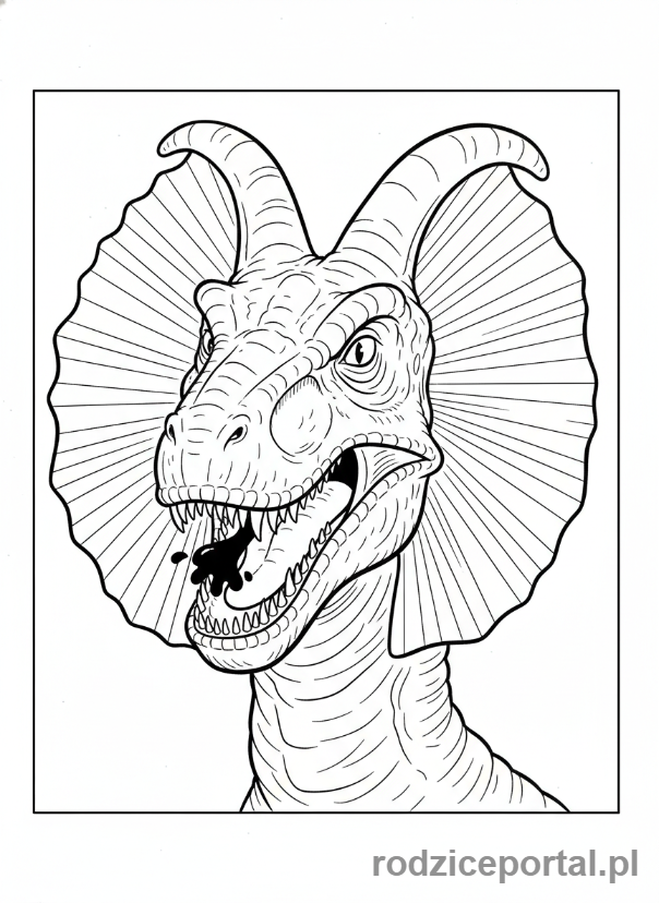 Kolorowanka Jurassic World - Dilozaur plujący jadem