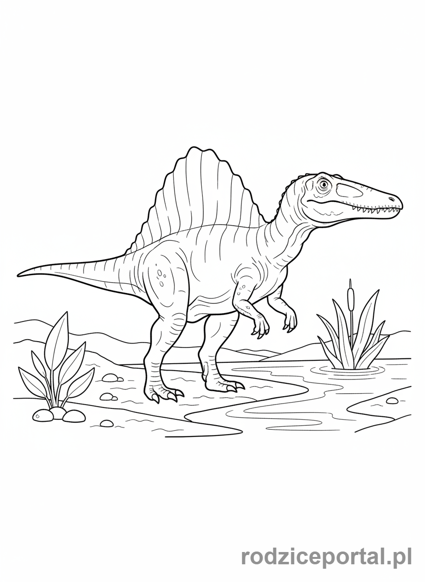 Kolorowanka Jurassic World - Dinozaur z długim pyskiem i kolcami