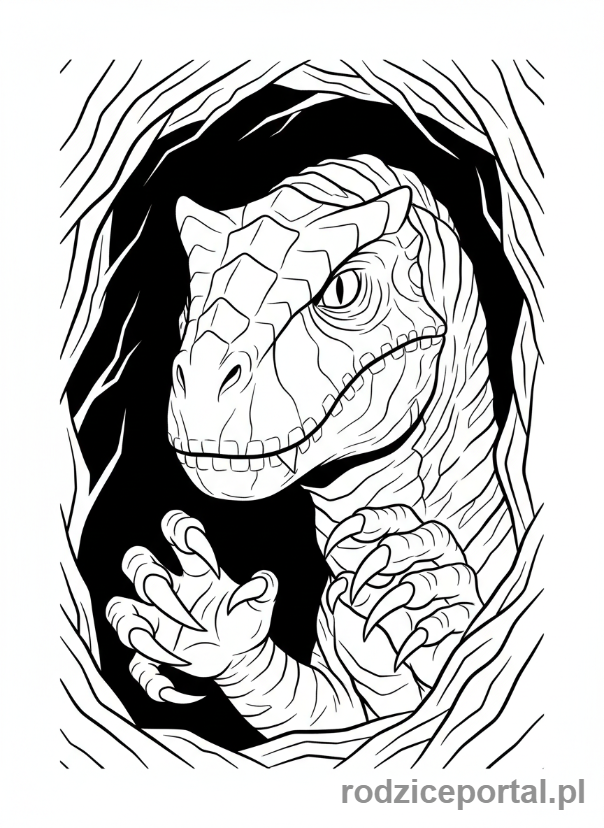 Kolorowanka Jurassic World - Indoraptor w ciemności