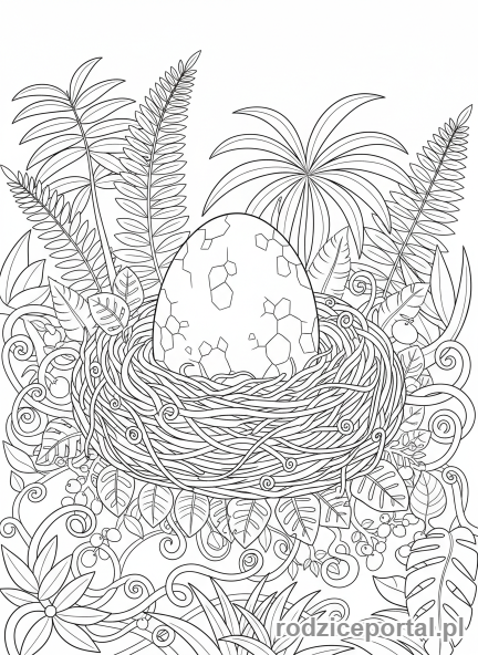Kolorowanka Jurassic World - Jajo dinozaura w gnieździe