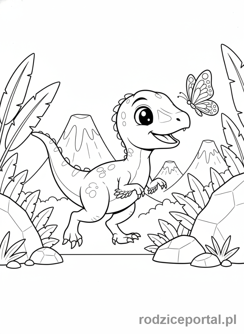 Kolorowanka Jurassic World - Młody raptor bawiący się