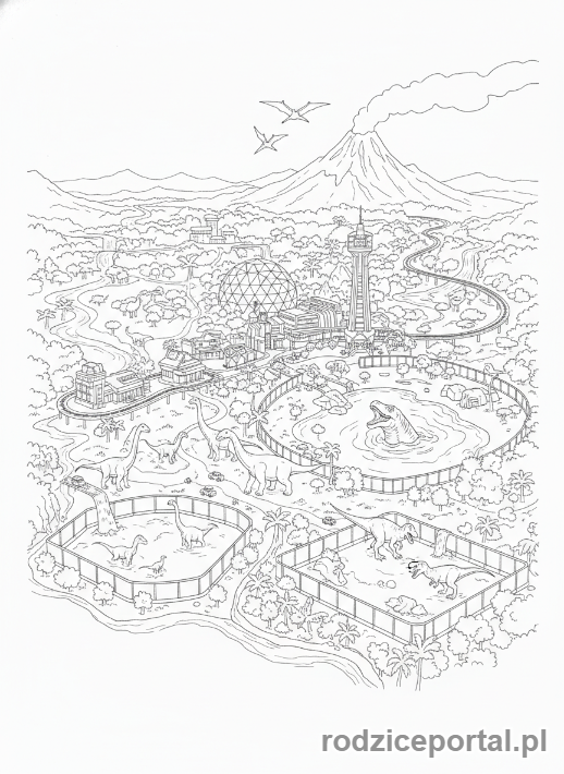 Kolorowanka Jurassic World - Park Jurajski w chmurach