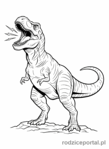 Kolorowanka Jurassic World - Potężny T-Rex ryczący