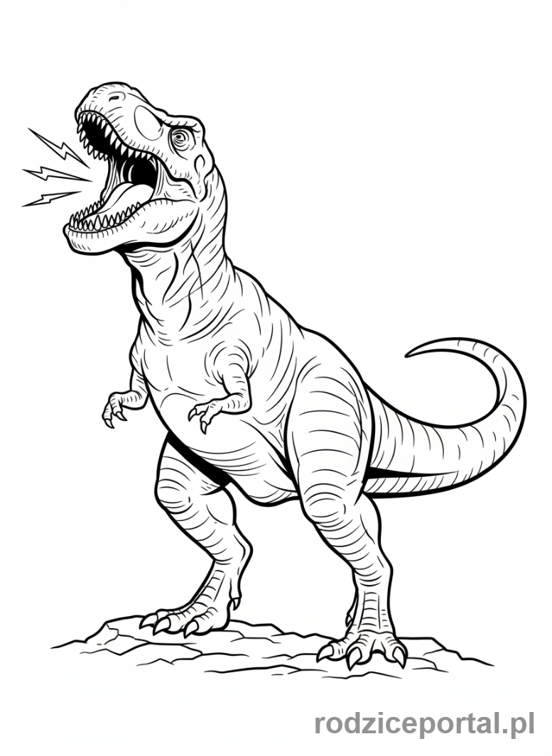 Kolorowanka Jurassic World - Potężny T-Rex ryczący