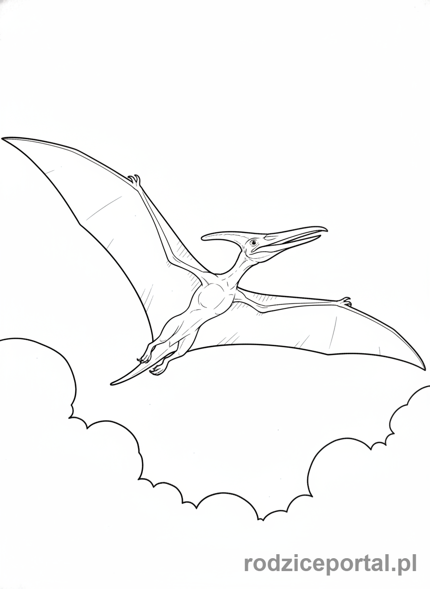 Kolorowanka Jurassic World - Pteranodon szybujący na niebie