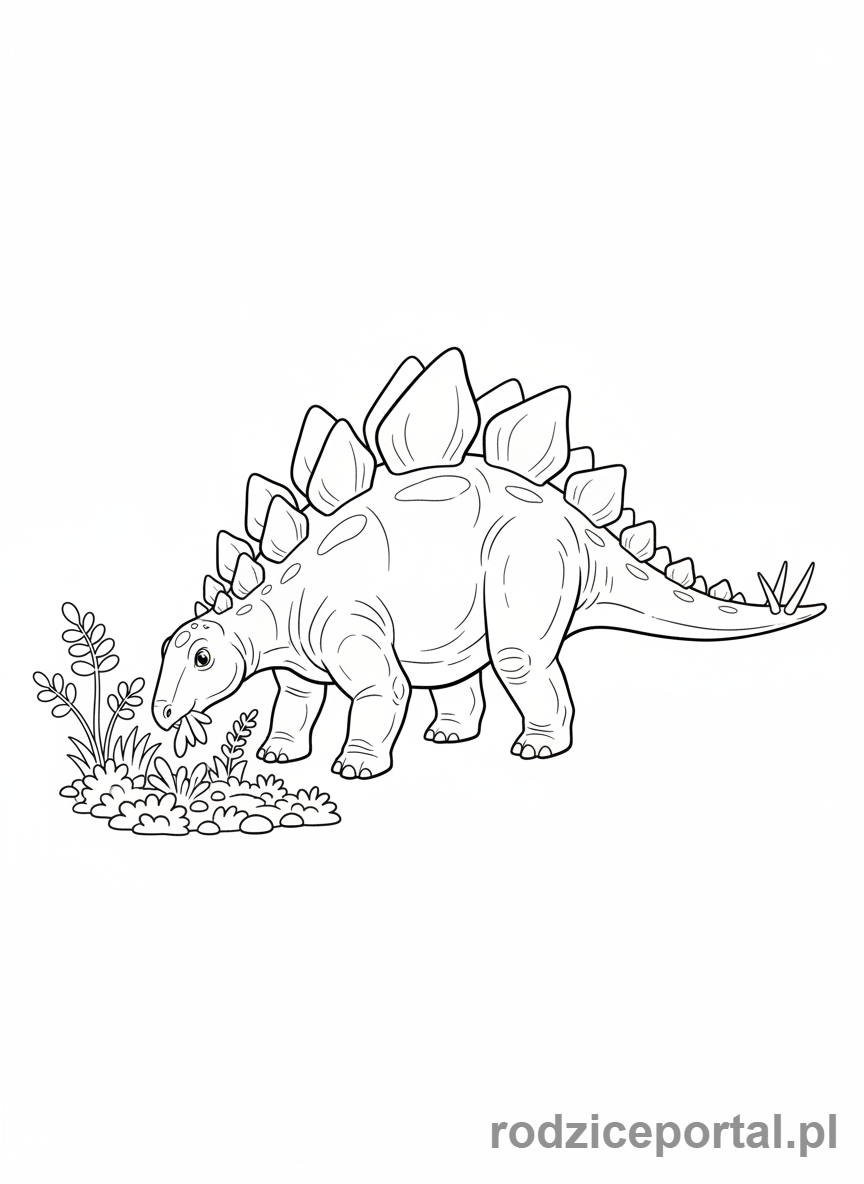 Kolorowanka Jurassic World - Stegozaur jedzący rośliny