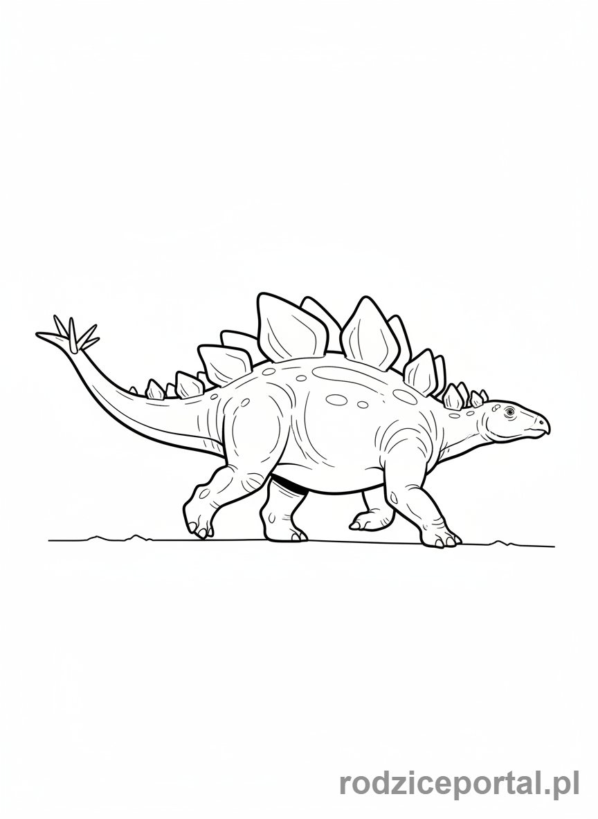 Kolorowanka Jurassic World - Stegozaur maszerujący przez polanę