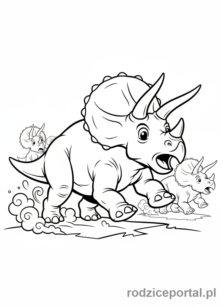 Kolorowanka Jurassic World - Triceratops biegający w panice