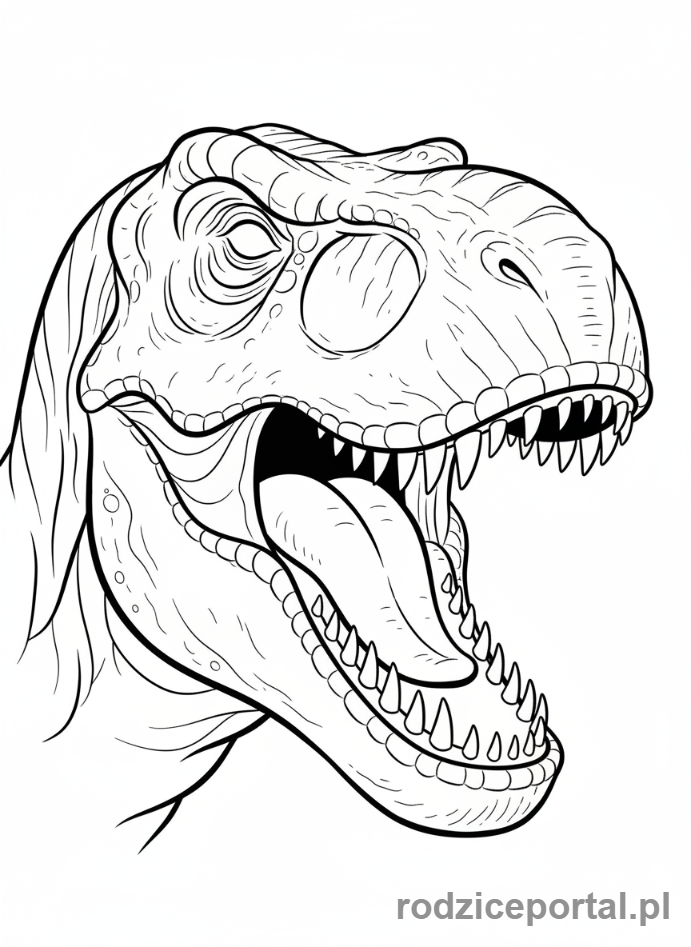 Kolorowanka Jurassic World - Tyranozaur Rex z bliska, głowa